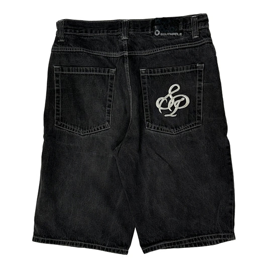 South Pole Baggy Denim Shorts - 34W 14L Black Denim