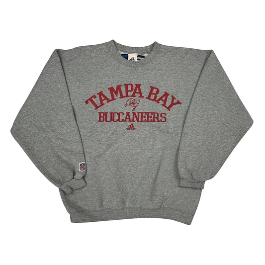 90S Tampa Bay Buccaneers Adidas Nfl Graphic Sweatshirt - Medium Gray Cotton Blend