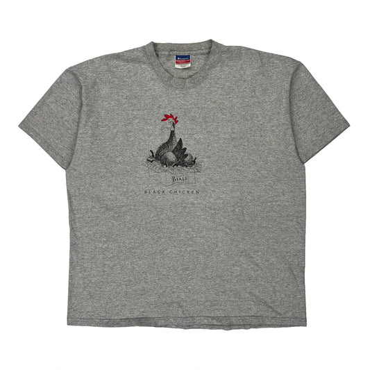 Black Chicken Champion T-Shirt - XL Grey Cotton Blend