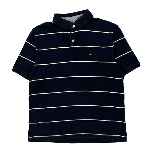 Tommy Hilfiger Striped Polo Shirt - Medium Navy Cotton