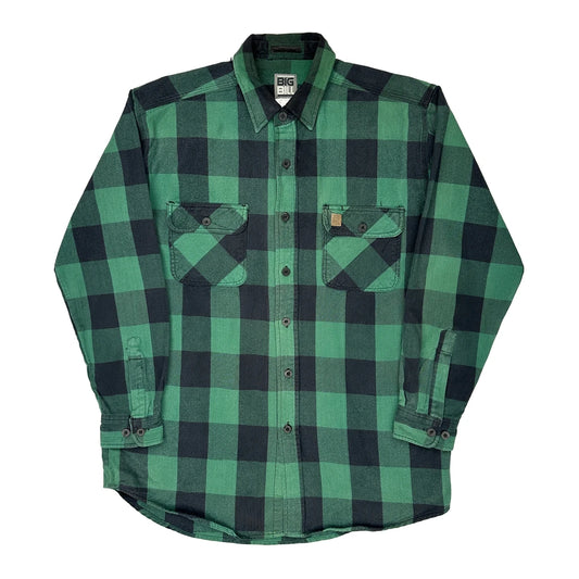 Big Bill Checked Flannel Shirt - Large Green Cotton
