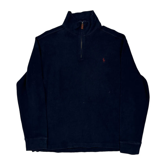Polo By Ralph Lauren 1/4 Zip - Large Navy Cotton