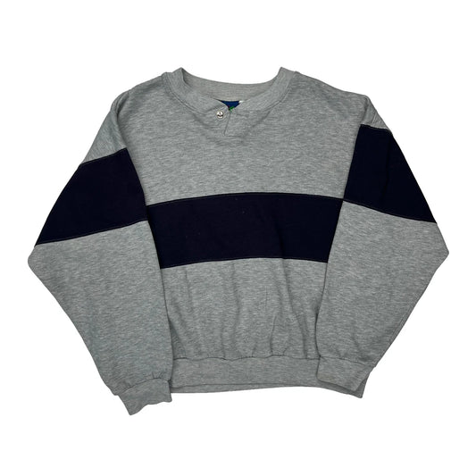 First Run Striped Sweatshirt - Large Navy Polyester Blend