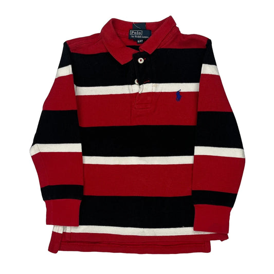 Age 4 Polo By Ralph Lauren Striped Rugby Shirt - XS Red Cotton