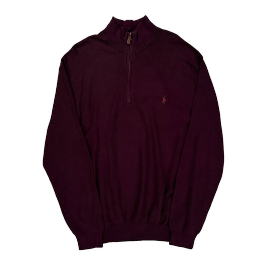 Polo By Ralph Lauren 1/4 Zip - 3XL Burgundy Cotton