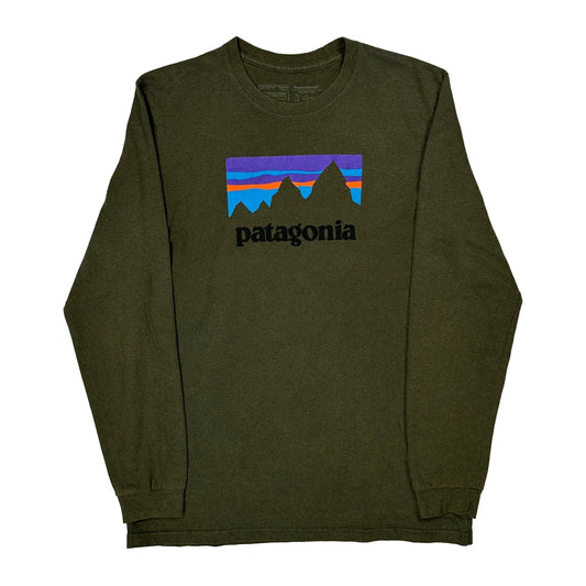 Responsibili-Tee Patagonia Graphic Long Sleeve T-Shirt - Medium Green Cotton