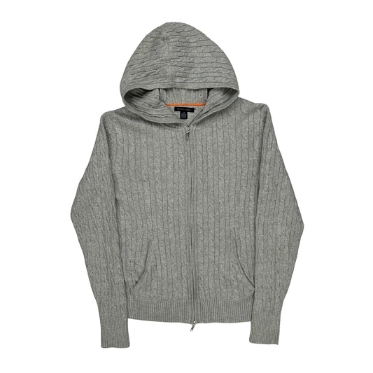Tommy Hilfiger Cable Knit Hoodie - Large Grey Cotton