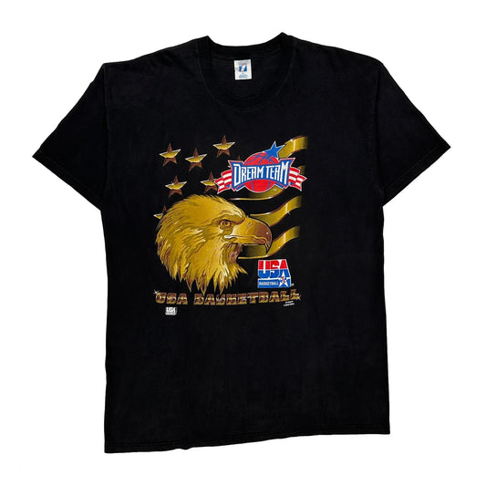 Made In USA, USA Basketball Logo 7 Graphic T-Shirt - XL Black Cotton