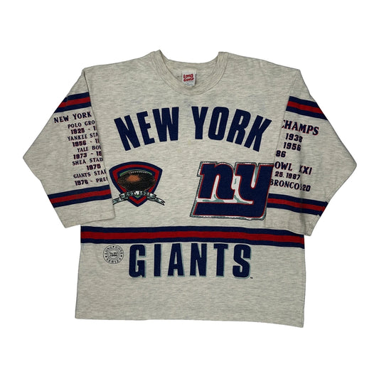 New York Giants Long Gone Single Stitch Long Sleeve T-Shirt - XL Grey Cotton