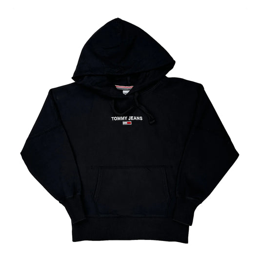 Vintage Tommy Jeans Hoodie - Small Black Cotton