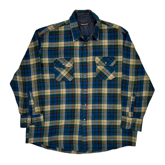 Northwest Territory Checked Flannel Shirt - Large Beige Acrylic