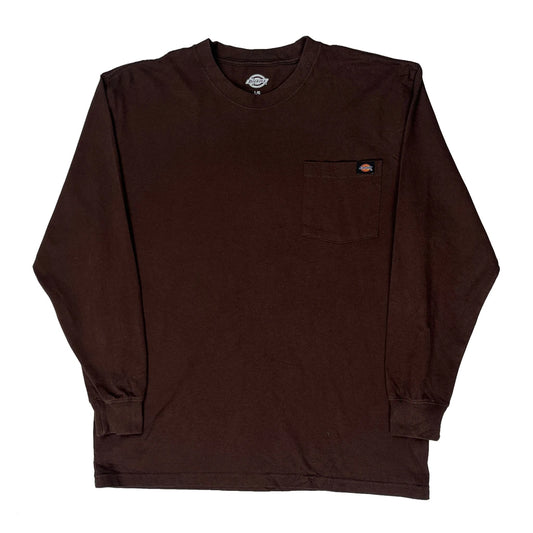 Dickies Long Sleeve T-Shirt - Large Brown Cotton