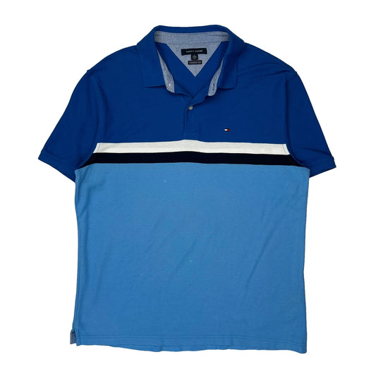 Tommy Hilfiger Striped Polo Shirt - XL Blue Cotton