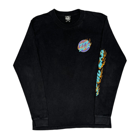 Vintage Santa Cruz Graphic Long Sleeve T-Shirt - Medium Black Cotton