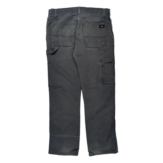 Dickies Double Knee Carpenter Trousers - 34W 30L Grey Cotton Blend