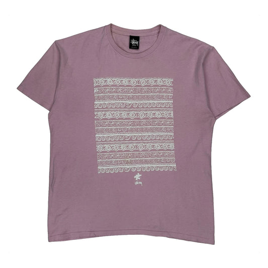 Stussy Graphic T-Shirt - Large Pink Cotton