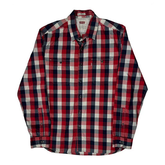 Levis Checked Flannel Shirt - Large Navy Cotton