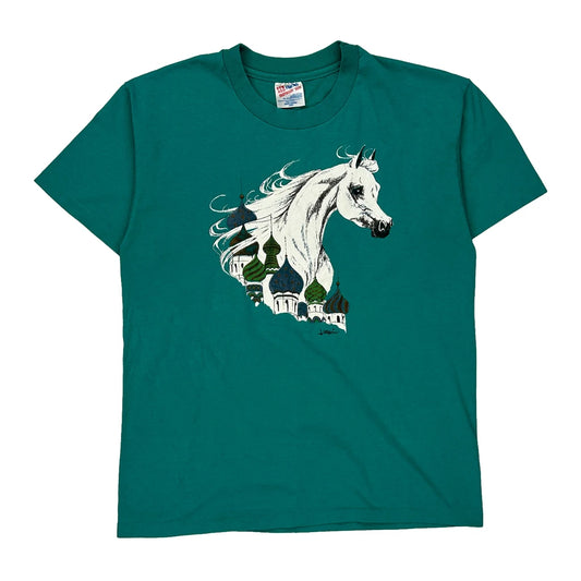 Hanes Single Stitch T-Shirt - Large Green Cotton Blend