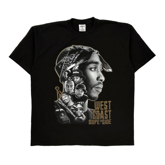 2Pac Shaka Wear Graphic T-Shirt - 2XL Black Cotton