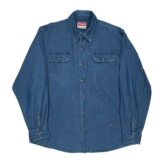 Wrangler Denim Shirt - Large Blue Cotton
