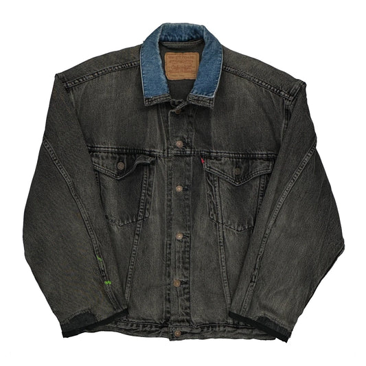 Levis Repaired Denim Jacket - Large Grey Denim