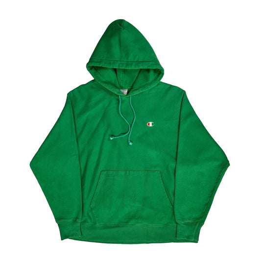 Vintage Reverse Weave Champion Hoodie - Large Green Cotton