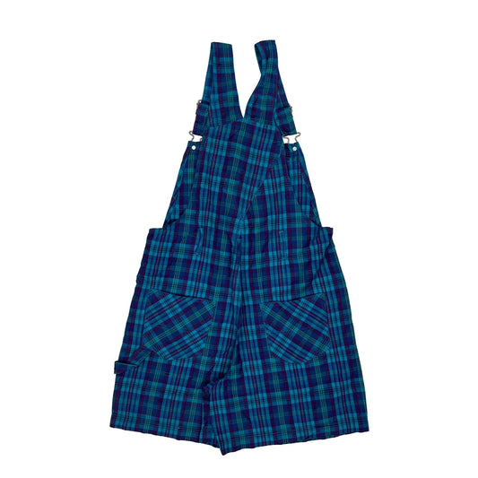 Disney Characters Embroidery Mickey Unlimited Checked Dungarees - Medium Blue Cotton