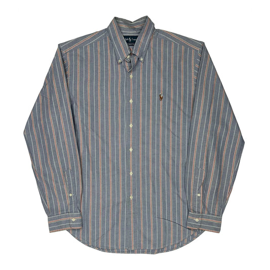 Vintage Classic Fit Ralph Lauren Striped Shirt - Large Blue Cotton