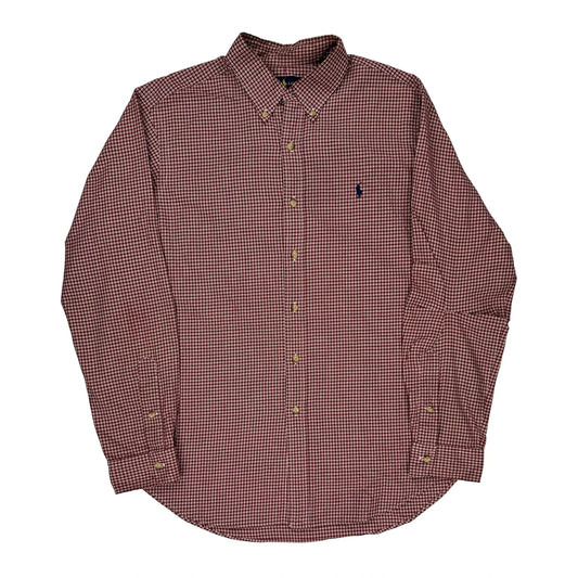 Ralph Lauren Checked Shirt - Large Burgundy Cotton
