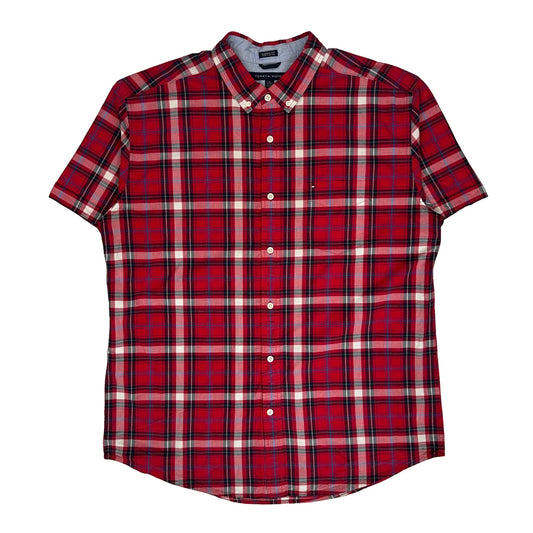 Tommy Hilfiger Checked Short Sleeve Shirt - XL Red Cotton