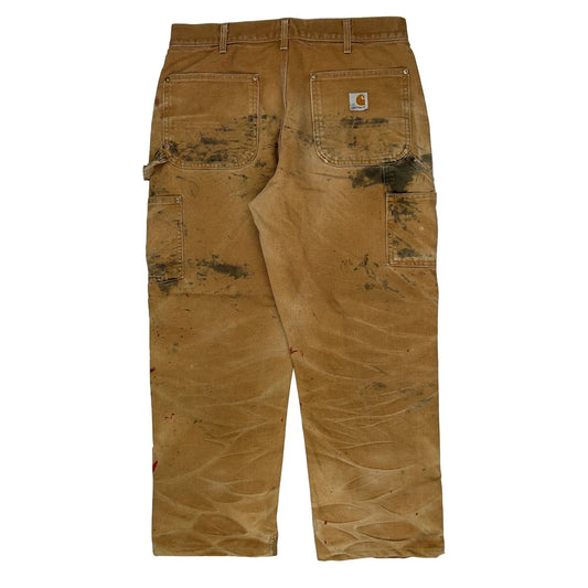 Carhartt Double Knee Carpenter Trousers - 32W 27L Brown Cotton
