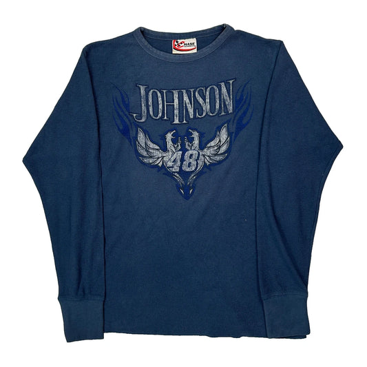 Johnson Chase Authentics Graphic Long Sleeve T-Shirt - XS Blue Cotton