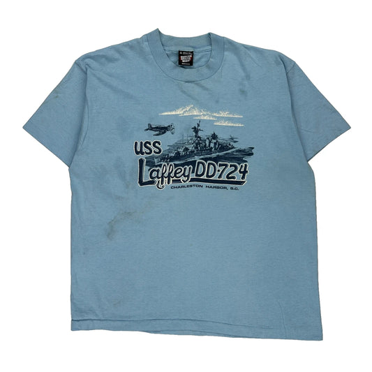 USs Laffey Dd724 Screen Stars Single Stitch T-Shirt - XL Blue Cotton Blend