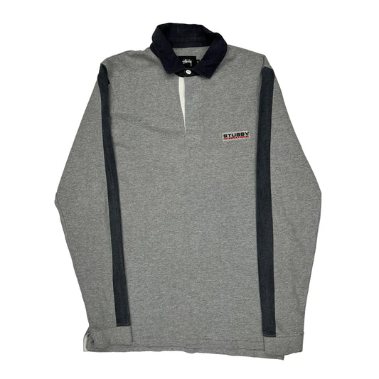 Stussy Striped Rugby Shirt - Medium Navy Cotton
