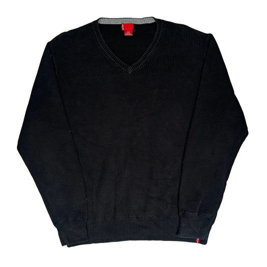 Levis V-Neck Jumper - Large Black Cotton