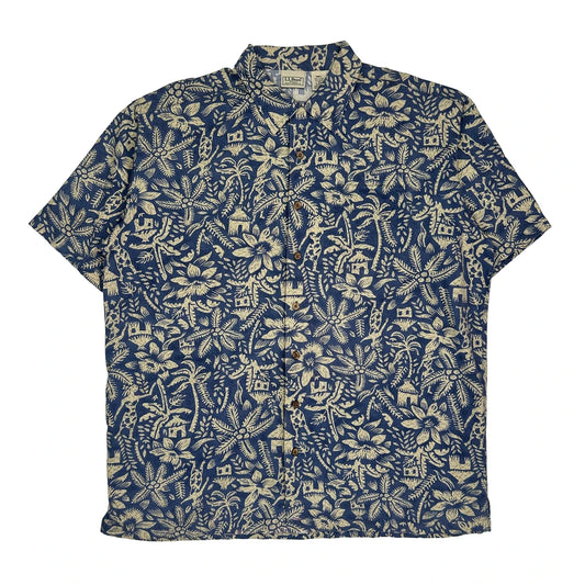 L.L.Bean Tall Hawaiian Shirt - Large Blue Cotton