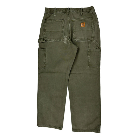 Carhartt Double Knee Carpenter Trousers - 32W 30L Green Cotton