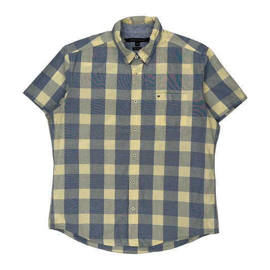 Tommy Hilfiger Checked Short Sleeve Shirt - XL Blue Cotton