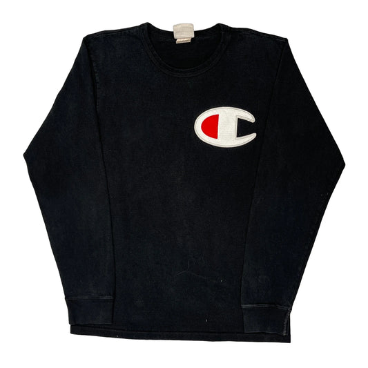 Champion Graphic Long Sleeve T-Shirt - Medium Black Cotton