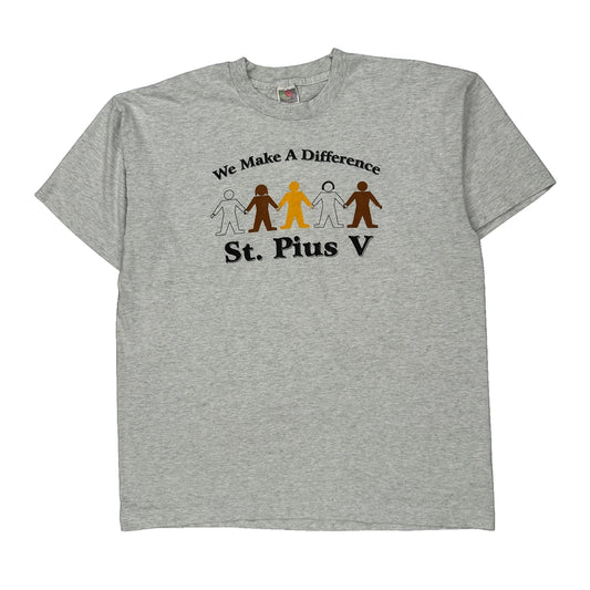 St. Pius V Fruit Of The Loom Single Stitch T-Shirt - XL Gray Cotton Blend