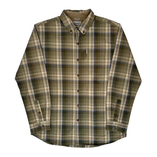 Carhartt Checked Flannel Shirt - Large Khaki Cotton