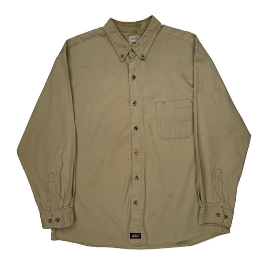 Dickies Shirt - 2XL Khaki Cotton Blend