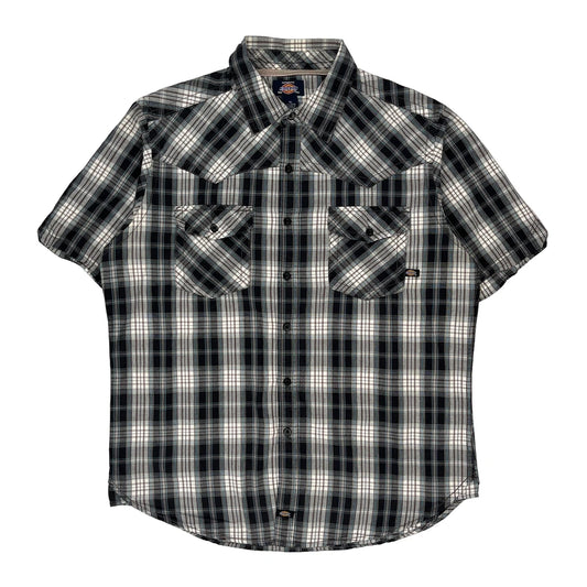 Dickies Checked Short Sleeve Shirt - XL Black & White Cotton