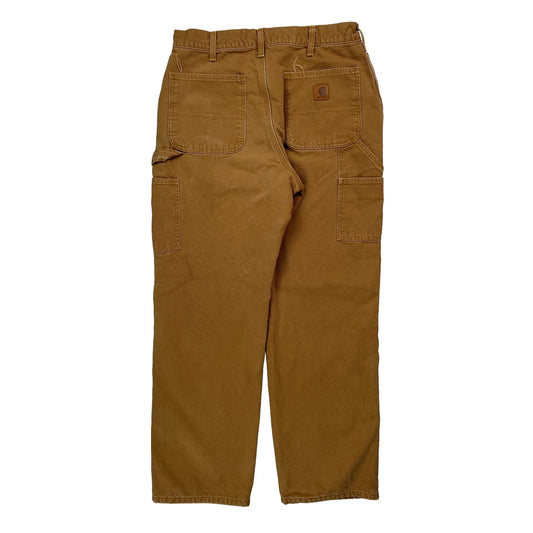 Blanket Flannel Lined Carhartt B111 Brn Carpenter Trousers - 32W 31L Brown Cotton