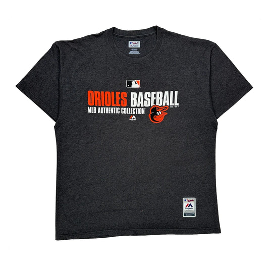 Orioles Majestic Mlb T-Shirt - XL Grey Cotton