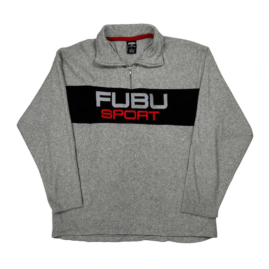 Fubu Spellout Fleece - Large Grey Polyester Blend