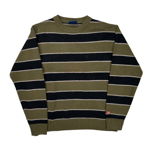 Dickies Striped Jumper - Large Black Cotton