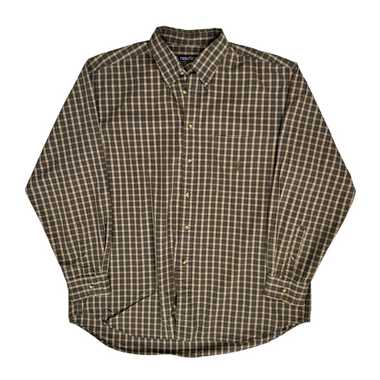 Vintage Nautica Checked Shirt - XL Brown Cotton