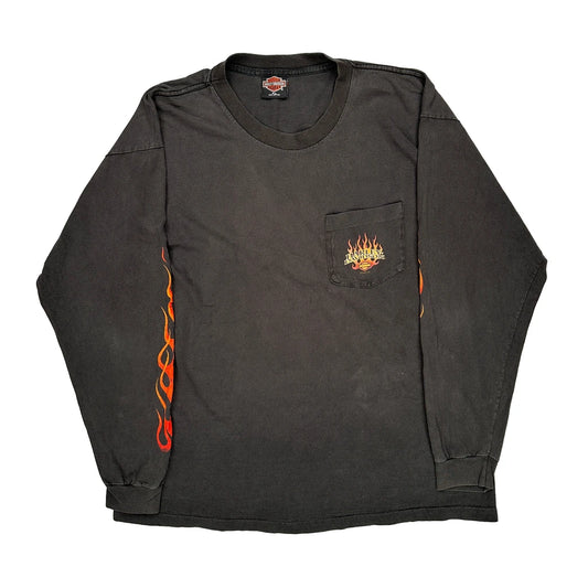 Savannah Harley Davidson Graphic Long Sleeve T-Shirt - XL Black Cotton