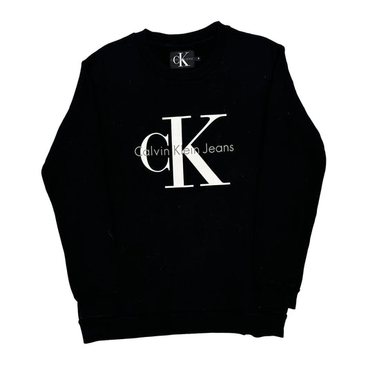 Calvin Klein Jeans Graphic Sweatshirt - Small Black Cotton